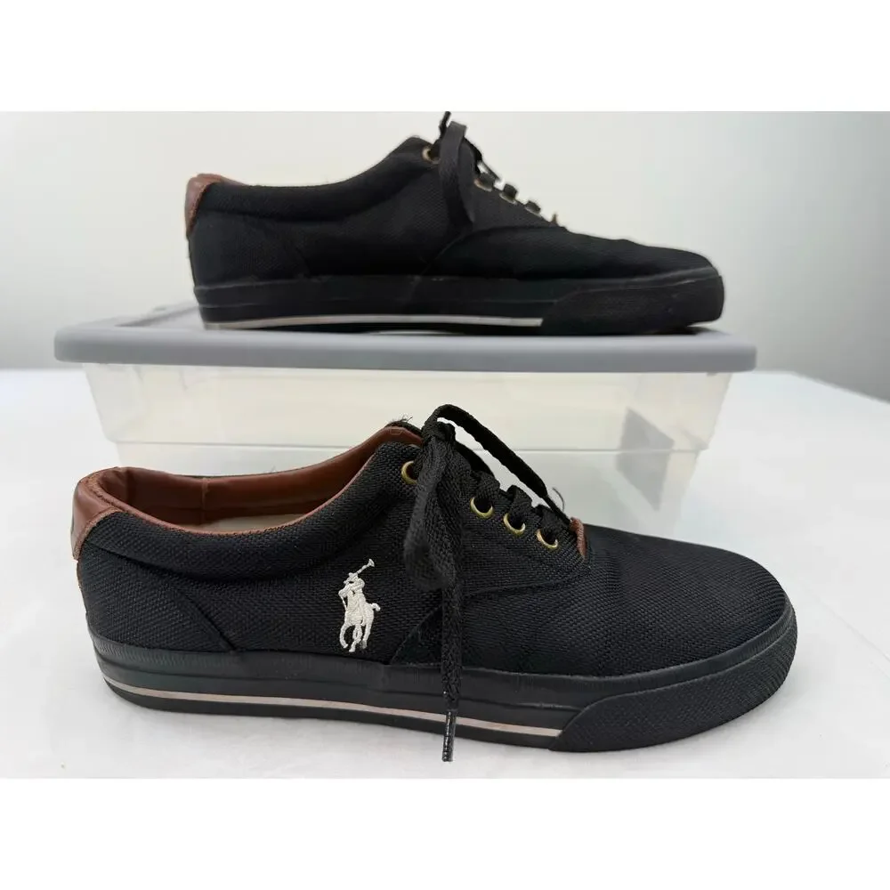 Polo Ralph Lauren Vaughn Canvas Sneakers Black White Pony Men’s Size 8D Shoes